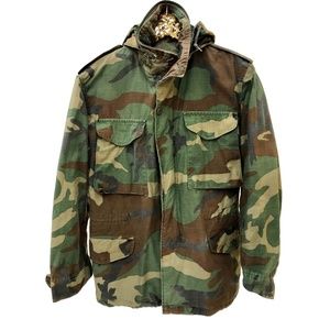 Unisex M65 Vintage Camo Hooded Army Jacket